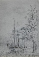 Louis Dupuis (1862-1951) (153) - crayon - bateau comprar usado  Enviando para Brazil