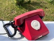 Usado, Telefone vintage retrô vermelho TA-68 VEF USSR 1987 com emblema de estado União Soviética comprar usado  Enviando para Brazil