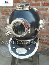 Antiguo casco de buceo de latón negro brillante vintage buceo Marina de los Estados Unidos Mark V Buzos  segunda mano  Embacar hacia Mexico
