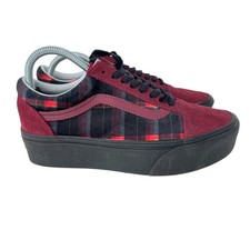 Tênis Vans Old Skool Stackform unissex tamanho M7.5/W9.0 xadrez vermelho com cadarço 721356 comprar usado  Enviando para Brazil