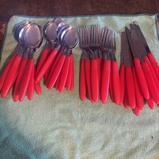 Talheres Tramontina INOX aço inoxidável com alças de plástico vermelho colher garfo 43 peças comprar usado Talheres Tramontina INOX aço inoxidável com alças de plástico vermelho colher garfo 43 peças comprar usado  Enviando para Brazil
