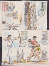 / FRANCIA 1958 - 4 MC - DEPORTES, REMO, TIRO CON ARCO, ARTES MARCIALES segunda mano  Embacar hacia Mexico