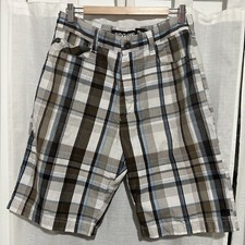 Bermuda BILLABONG skate xadrez frente plana marrom/azul tamanho 32 bolsos comprar usado  Enviando para Brazil