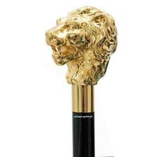 Punho de cabeça de leão de bronze antigo dourado vintage bengala náutica de madeira comprar usado  Enviando para Brazil