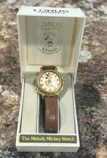 Vintage Lorus Mickey Mouse Relógio Musical Melodia Disney "Small World"   comprar usado  Enviando para Brazil