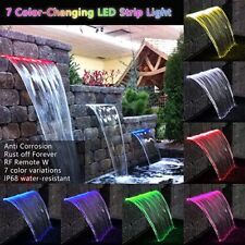 Fonte para piscina cachoeira 36" aço inoxidável cores luzes LED jardim lago em cascata comprar usado  Enviando para Brazil