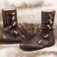 Usado, Medieval Botas de Piel Viking Renacimiento Zapatos Pirata Marrón Sca Zapatos comprar usado  Enviando para Brazil