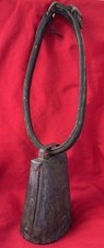 Sino de vaca vintage primitivo para gado com colarinho de couro, usado comprar usado  Enviando para Brazil