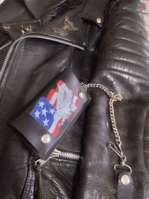 Biker leather wallet usato  Torino
