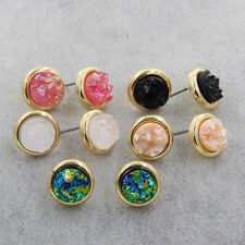 Brincos pequenos de pedra de cobre druso iridescente estilo pop feminino chique , usado comprar usado  Enviando para Brazil