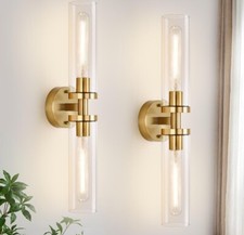 Juego de dos apliques de pared, apliques de baño de latón con cable iluminación de pared segunda mano  Embacar hacia Mexico