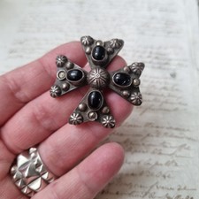 Croix De Malte en Argent Cabochon Marcassite Bijou D'ornement Ancien XIXè  comprar usado  Enviando para Brazil