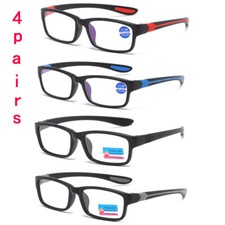 GAFAS DE LECTURA 4 pares Hombres Mujeres DEPORTES Silicona Temple Lector +1.0 a +4.0 segunda mano  Embacar hacia Mexico