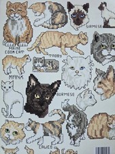 Gato cabelo longo malhado siamês birmanês birmanês Maine Coon Manx padrão ponto cruz comprar usado  Enviando para Brazil