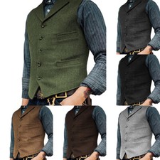 Colete Colete Jaqueta Tops Casaco Moda Espinha de Arenque Tweed Forma Vintage Masculina comprar usado Colete Colete Jaqueta Tops Casaco Moda Espinha de Arenque Tweed Forma Vintage Masculina comprar usado  Enviando para Brazil