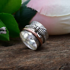 Abeja Anillo Dos Tonos 925 Plata de Ley Banda Giratorio Regalo para Ella 20.3cm comprar usado  Enviando para Brazil