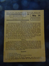 Waffentafel stielhandgranate h gebraucht kaufen  Langenenslingen