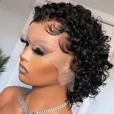 Peruca de cabelo humano encaracolado sem cola peruca bob curta frente de renda perucas de cabelo humano 13X1 Hd comprar usado  Enviando para Brazil