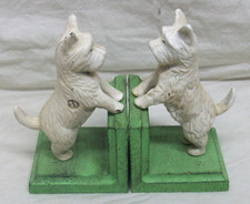 Par Vintage de Suportes de Livros para Cachorros White West Highland Terrier Ferro Fundido 6" de Altura Muito Bom Estado! comprar usado  Enviando para Brazil