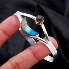 Pulseira de prata esterlina 925 ajustável feita à mão com pedra preciosa labradorita comprar usado  Enviando para Brazil