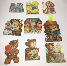 Cartões de aniversário infantis Hallmark Gibson Norcross usados vintage conjunto de 9, usado comprar usado  Enviando para Brazil
