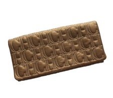 Usado, Bolsa de mão CAROLINA HERRERA couro dourado monograma macia comprar usado  Enviando para Brazil
