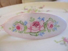 Barrette de cabelo oval estilo chique gasto pintado à mão - Rosa comprar usado  Enviando para Brazil
