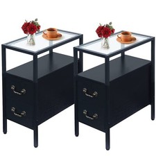 Mesas finais VECELO, 24" altura mesas de cabeceira estreitas modernas altas gavetas de suporte noturno, usado comprar usado  Enviando para Brazil