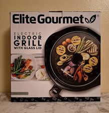 Grelha elétrica interna Elite Gourmet com tampa de vidro - CAIXA ABERTA comprar usado  Enviando para Brazil