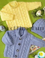 Cardigã, jumper e chapéu jaqueta de tricô padrão bebê criança Aran cabo. Fio DK comprar usado  Enviando para Brazil