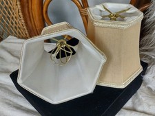 Usado, Abajures de tecido de seda clip-on hexagonais mini bege 5 x 4,5" pequeno par trançado comprar usado  Enviando para Brazil