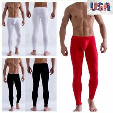 Calça legging masculina lisa cintura baixa bolsa bojo longa Johns térmica comprar usado  Enviando para Brazil