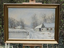 Rasmus Sorensen (1879-1934) - Winter Landscape In The Country, Oil Painting na sprzedaż Rasmus Sorensen (1879-1934) - Winter Landscape In The Country, Oil Painting na sprzedaż  PL