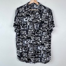 Camisa masculina colisão social L gótica impressão jornal tecido botão para cima gótico punk grunge comprar usado  Enviando para Brazil