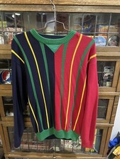 Suéter de malha listrado vertical multicolorido vintage anos 90 TOMMY Hilfiger tamanho G - Legal comprar usado  Enviando para Brazil