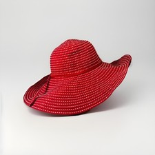 Chapéu de praia bonito ensolarado - Pano XL aba larga chapéu vermelho com pequenas bolinhas brancas comprar usado  Enviando para Brazil