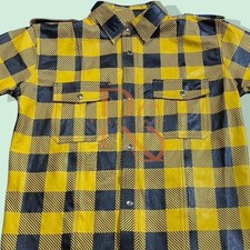 Usado, Camisa masculina de couro amarelo estilo xadrez camisa de couro de cordeiro real comprar usado Usado, Camisa masculina de couro amarelo estilo xadrez camisa de couro de cordeiro real comprar usado  Enviando para Brazil