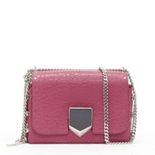 Bolsa de ombro JIMMY CHOO Lockett Petite fuschia couro granulado rosa fivela comprar usado  Enviando para Brazil