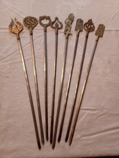Conjunto de 8 espetos para churrasco vintage turcos de aço inoxidável e latão 16 pol. comprar usado  Enviando para Brazil