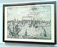 Antica Incisione "Rotterdam" Incorniciata REEKER P.C. Amsterdam (25x19cm) na sprzedaż  Wysyłka do Poland