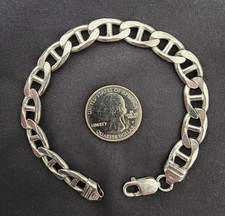 Raro Vintage Italiano Prata Esterlina Pulseira Mariner Link Âncora 8,5" 8mm ID comprar usado  Enviando para Brazil