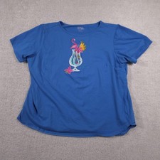 Camiseta Bob Mackie Feminina Grande Azul Havaiana Flamingo Lantejoulas Bordada comprar usado  Enviando para Brazil