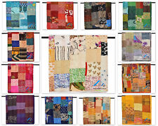 Colcha de seda indiana Kantha feita à mão sari patchwork colcha cobertor lance, usado comprar usado  Enviando para Brazil