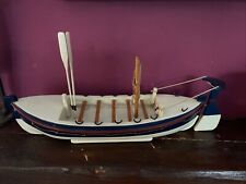 Modelo bote salva-vidas de madeira barco a remo com remos vintage 34cm de comprimento comprar usado  Enviando para Brazil