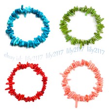 3-10mm Natural irregular Coral Ramo Chip estãoa Gems Pulseiras Elástico 7.5", usado comprar usado  Enviando para Brazil