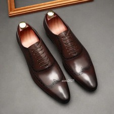 Sapatos formais masculinos clássicos de couro Oxford com cadarço biqueira pontiaguda vestido de noiva comprar usado  Enviando para Brazil