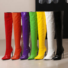 Botas femininas com zíper coxa alta acima do joelho biqueira pontiaguda salto alto salto agulha sapatos de festa comprar usado  Enviando para Brazil