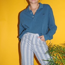 niebieski długi vintage rękaw do prania Lacoste polo top rozm. 7 /XXL na sprzedaż  PL