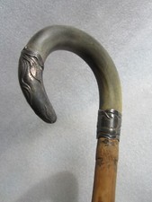 Usado, ANTIGA BENGALA DE BAMBU CHIFRE DE GADO PRATA ESTERLINA VITORIANA DO SÉCULO XIX comprar usado  Enviando para Brazil