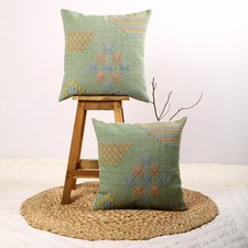 Capa de travesseiro verde tecida à mão Sabra kilim conjunto de 2 almofadas para decoração de sofá comprar usado  Enviando para Brazil